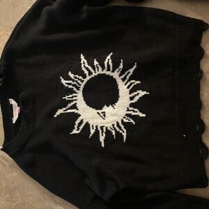 Black Sweater with Sun Design